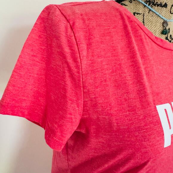PUMA Womens Heather Pink Crew Neck Essential Logo Tee Shirt Size Medium - Picture 5 of 9